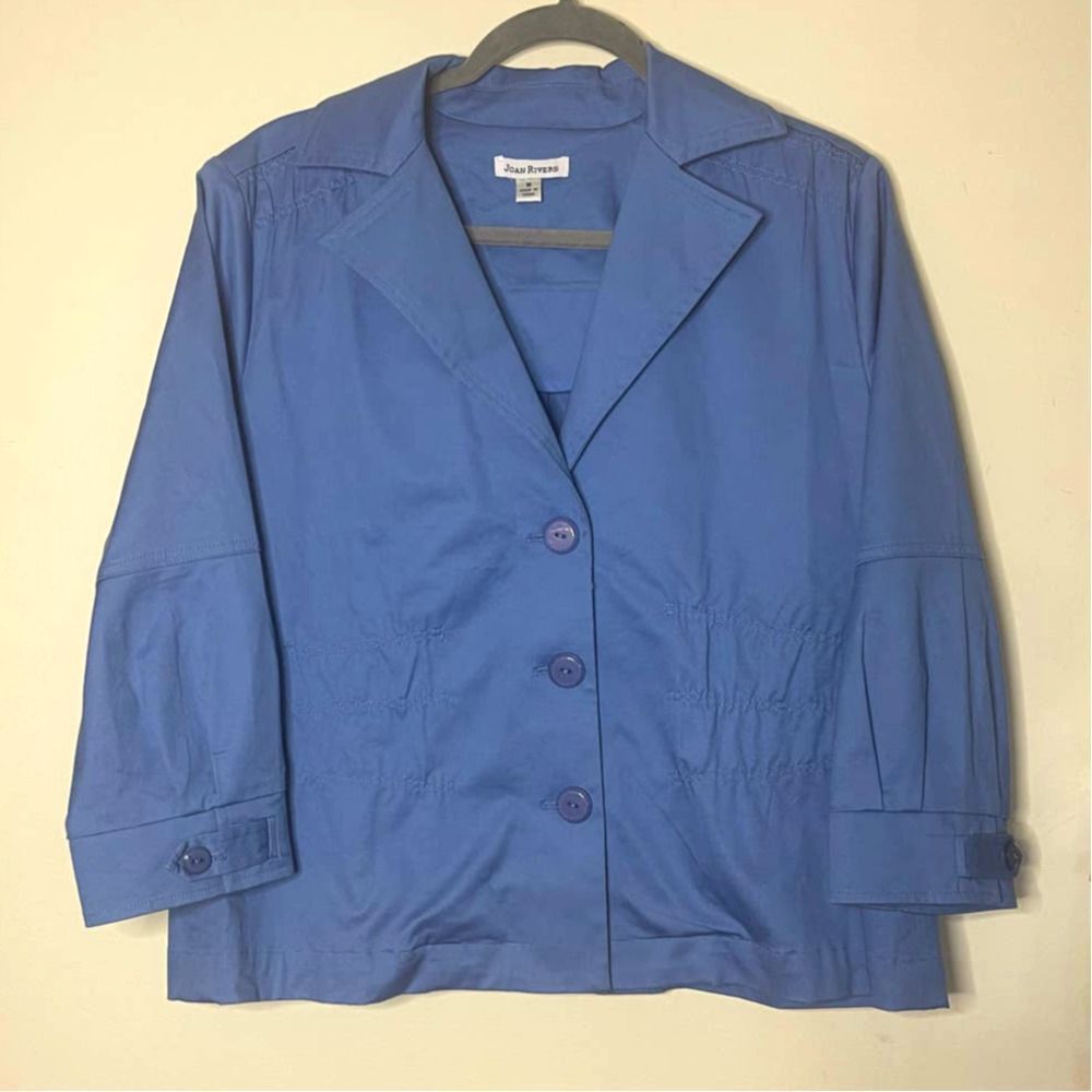 Joan Rivers Blue Blazer Jacket Size Medium Stretch